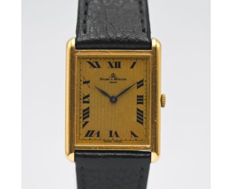 Baume &amp; Mercier, a gents 18ct yellow gold wristwatch with roman numerals, numbers stamped to the back 459001,37059.