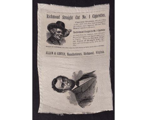 Tobacco silk, USA, Allen & Ginter, Civil War Generals & Abraham Lincoln, type, Lincoln approx. 22cm x 15cm, (uneven trim and 