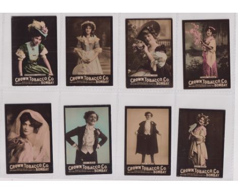 Cigarette cards, India, Crown Tobacco Co, Photo Series, Hand coloured, 'MF', 8 cards, Margaret Cooper, Cicely Courtneidge, Al