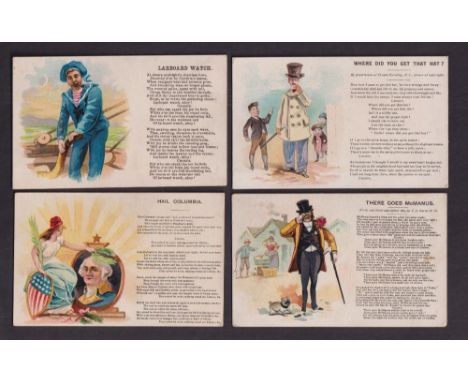 Cigarette cards, USA, Blakwell's Durham Tobacco Co, Illustrated Songs (Back with advertisement label pasted over list of subj