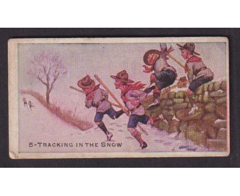 Cigarette card, USA, Reed Tobacco Co, Boy Scout Pictures, type card, no 5, Tracking in the Snow (just gd) (1)