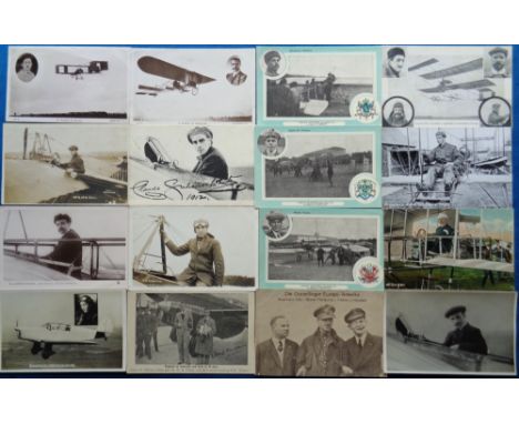Postcards, Aviation, a selection of approx. 26 aircraft pilots, most with associated aeroplanes. The majority pre WW1 and a f