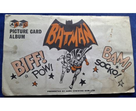 Trade cards, A&BC, Gum Batman Pink backs (set 55 cards) stuck down in scarce special printed album (cover has staining and ma