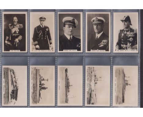 Cigarette cards, 6 sets, all Naval & Military theme, United Tobacco Co Famous British Ships & Officers, Peter Jackson Life in