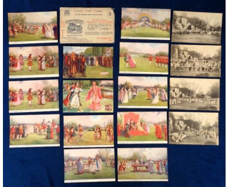 Postcards, Historical Pageants, 33 cards to include 19 from the Warwick Pageant 1906 by Water Colour Postcard Co. (11 colour 