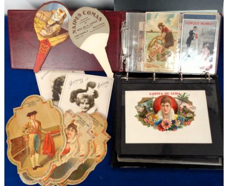 Advertising, a selection of 33 inserts and other items to include Comas Playing Cards cardboard fans, inserts for Powder Monk
