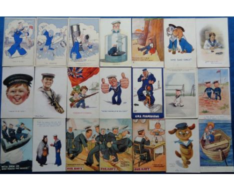 Postcards, Naval Comic, a naval comic collection of approx. 40 cards. Artists include Hilton, Kennedy, Ibbetson, Hamish, G.A.