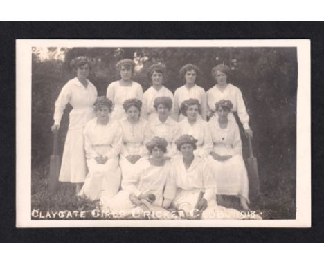 Postcard, Sport / Social History, scarce RP, Claygate Girls Cricket Club 1918, Northampton (vg)