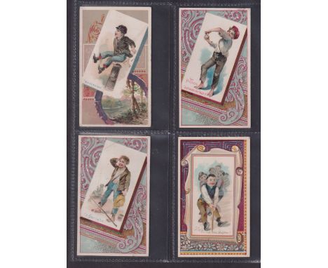 Cigarette cards, USA, Duke's, The Terrors of America & Their Doings, 'X' size, four cards, 'The Pitcher', 'Tug of War', 'Wid 