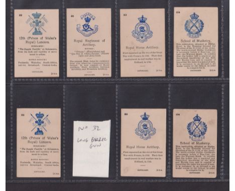 Cigarette cards, Ogden's, Army Crests & Mottos, a collection of 60 variation or error cards, some in pairs and some with note