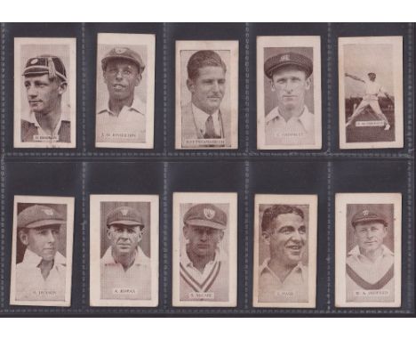Trade cards, Australia, Allen's, Cricketers, 1932 (Brown front, 'Steam Rollers' back in brown) (set, 36 cards) inc. Bradman, 