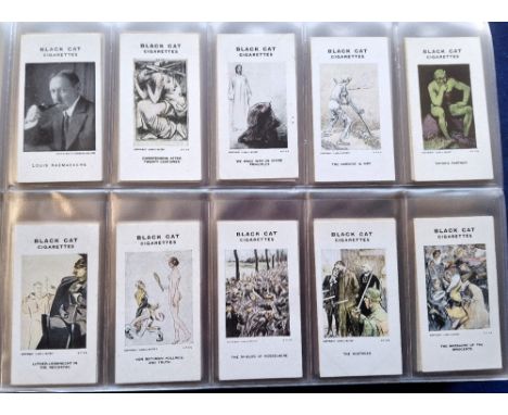 Cigarette cards, 10 Military related sets Carreras Raemakers War Cartoons (Black Cat), Wills (2) Ship Badges, Britain's Part 