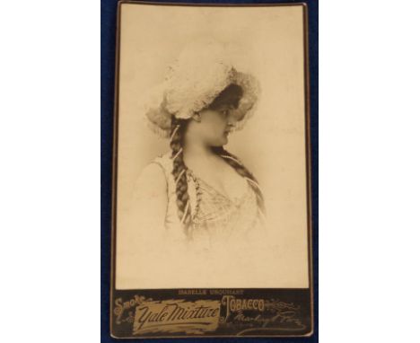 Tobacco advertising, USA, Marburg Bros., large shop display advertising card with image of Actress Isabelle Urquhart, legend 