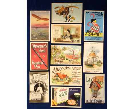Postcards and Advertising, inc. Kellogg’s Corn Flakes, Perrier at Franco-British, Co-op chocolate Luton, Vaudeville Theatre T