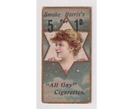 Cigarette card, Harris, Star Girls (Vertical back, 'All Gay Virginia Tobacco - Sold Everywhere'), type card, ref. H30, pictur