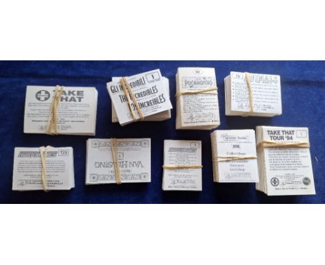 Trade stickers, Over 1000 stickers from 8 series, mainly Panini issues part sets, Take That tour '94 (130 different), Sylvani
