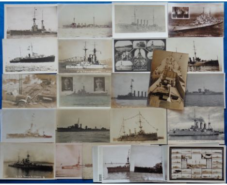 Postcards, Naval, a collection of approx. 50 naval ships, the majority RPs. Includes HMS Vanguard, Andromeda, Shannon, Superb