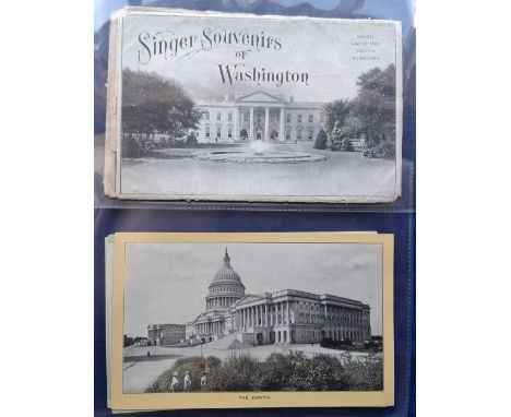 Trade cards, Singer Sewing Machines, quantity of Singer Souvenir Cabinet Size View cards, mainly USA views. Some series have 
