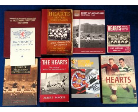 Heart of Midlothian FC, a collection of 8 books &amp; booklets, 'The Hearts' by Albert Mackie 1959 (with dust jacket), Offici