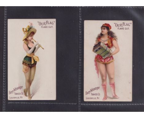 Cigarette cards, USA, Harry Weissinger Tobacco Co, Musical Instruments, 'X' size, two cards, ref. N286, pictures nos 1 (Flute