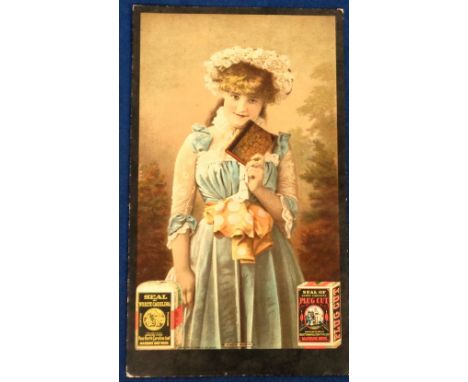 Tobacco advertising, USA, Marburg Bros., large shop display advertising card with image of beauty with holding book, also ill