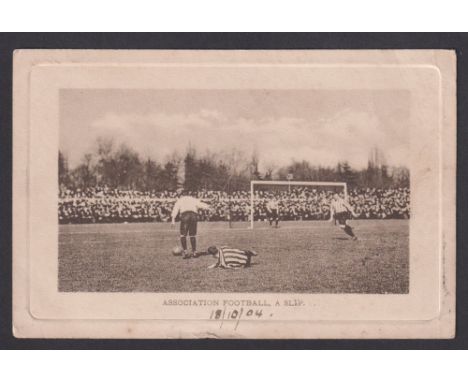 Football postcard, Tottenham v Sheffield Utd FA Cup Final played at Crystal Palace 20 April 1901 showing match action (postal