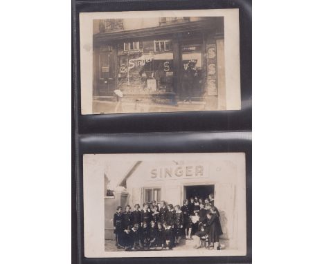 Postcards, Singer Sewing Machines, 9 Real Photographic Social History postcards, all featuring Singer Sewing Machines, includ