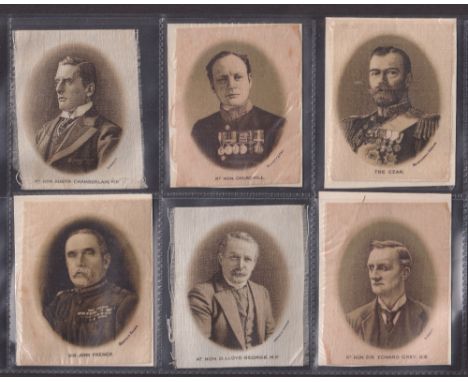 Tobacco silks, Godfrey Phillips BDV, Great War Leaders (set L25 silks, fair/gd), Great War Leaders & Battleships 43/50 (some 