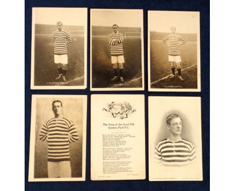 Queens Park FC, five black & white photographic player postcards, early 1900's, S. McColl. R. Anderson, A.F. Murray, J.T. How