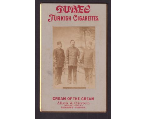 Tobacco advertising, USA, Allen & Ginter, large size non insert shop advertising card for Dubec Turkish Cigarettes with photo
