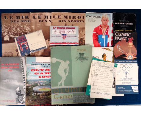 Olympics, selection of 16 items inc. Los Angeles 1932 Official Pictorial Souvenir brochure & two different action scenes lett