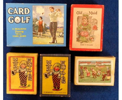 Golf, Playing Cards, 5 packs of vintage cards to comprise 'Jackson's Famous Hats & Boots for Ladies & Gents' illustrated by L