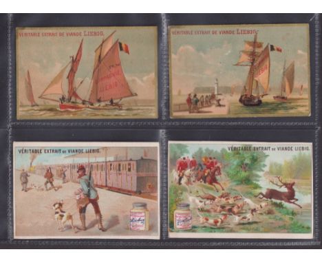 Trade cards, Liebig, 2 sets, French Language S109 Sailing Ships (fair/gd), S112 Hunting Expedition (gd/better)