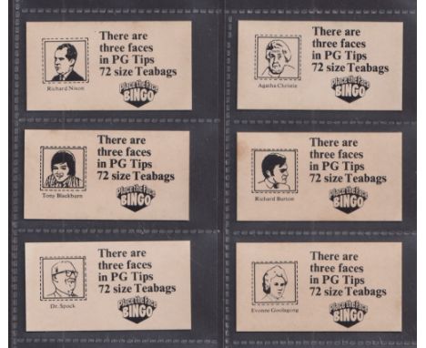 Trade cards, Brooke Bond Tea, Place the Face Bingo Cards, 12 cards & 1 duplicate. 6 cards with one portrait Nixon, Blackburn,