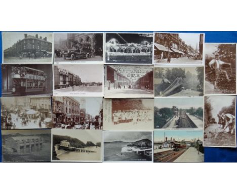Postcards, a mixed UK topographical selection of 18 RPs. Includes lifeboat at The Lizard and St Davids, Church in the sand (S