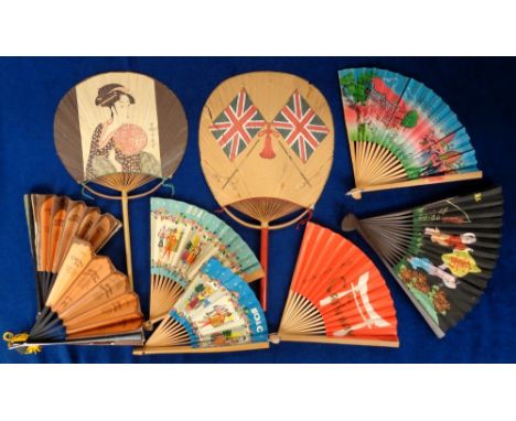 Collectables, Fans, 17, 20thC fans the earliest being a 1902 stick fan from Hong Kong to commemorate the Coronation of Their 