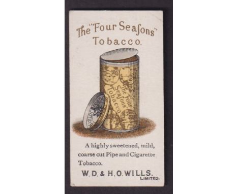 Cigarette card, Wills, Advertisement Card, Tobacco packet for 'The Four Seasons Tobacco' (one small corner crease, just gd) (