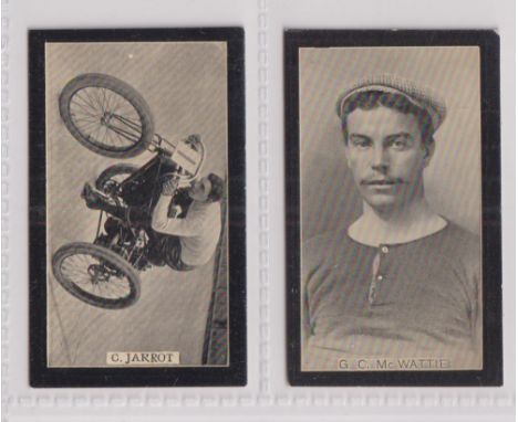Cigarette cards, Smith's, Champions of Sport (Red Back), two cards, no 44 Jarrot, Automobilist ('Trilby Cigarettes' back) & n
