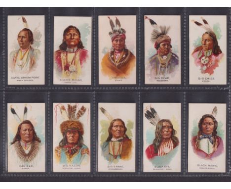 Cigarette cards, USA, Allen & Ginter, Celebrated American Indian Chiefs (set, 50 cards plus four variation cards, two differe