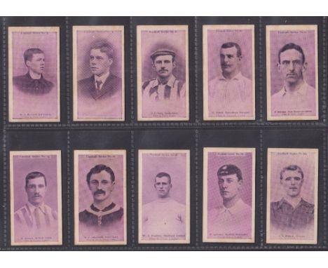 Cigarette cards, Wills Footballers 1902, 28 cards, all with pronounced mauve fronts, including W Athersmith, W J Foulkes A Ra