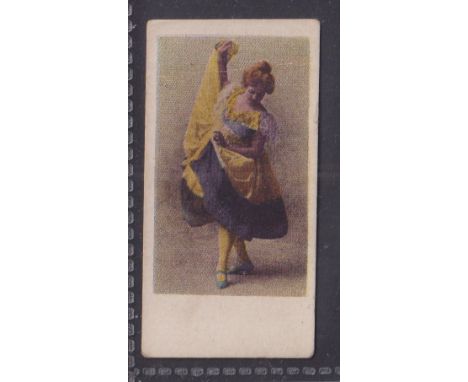 Cigarette card, USA, Liggett & Myers type card, Actresses (coloured), dancing girl with brown / red hair with yellow tights a