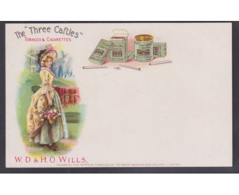Cigarette card, Will's Advertising Postcard, with ITC Clause, type card 'Three Castles' full length portrait of Beauty (clean