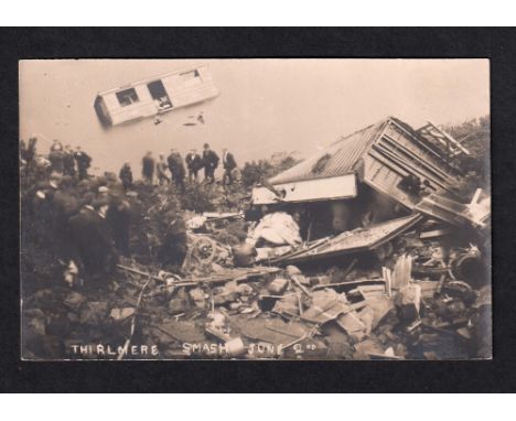 Postcard, Transport, RP, Traction Engine Accident, Thirlmere, 2nd June 1908 (vg)