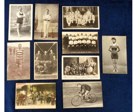 Sporting postcards, a collection of ten postcards inc. Bouteiller Cyclist, Tour de France 1910, River Trent Rowing, England t