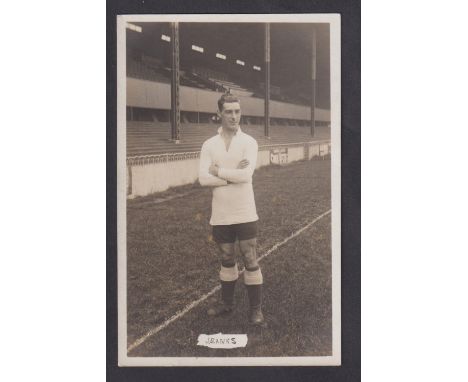 Football postcard, Tottenham Hotspur, photographic postcard showing J. Banks, full length in Spurs kit by F.W. Jones of Totte