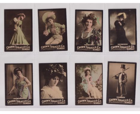 Cigarette cards, India, Crown Tobacco Co, Photo Series, Hand coloured, 'MF', 8 cards, Monnie Emerald, Rita Everard, Marie Geo