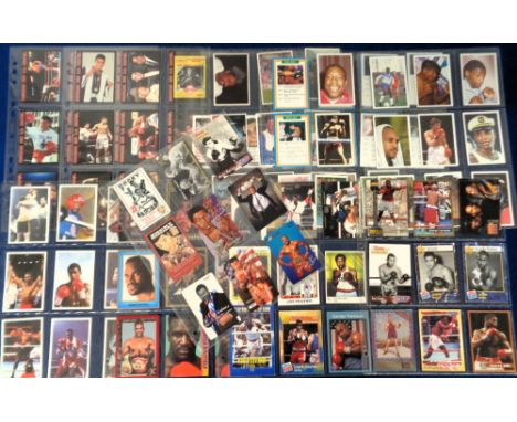 Boxing trade cards, selection of 101 various cards including three phone cards with original signatures, Larry Holmes (x2) & 