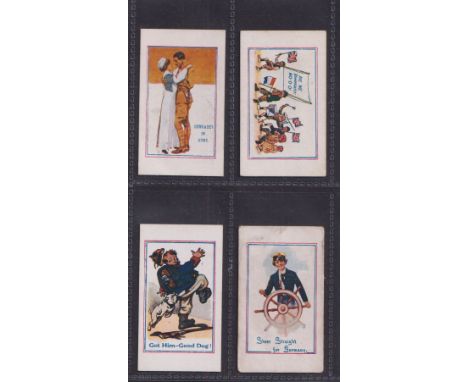 Cigarette cards, J.M. Brown, Army Pictures & Cartoons etc, four cards, Comrades in Arms (gd), 'Got Him - Good Dog', 'Steer St