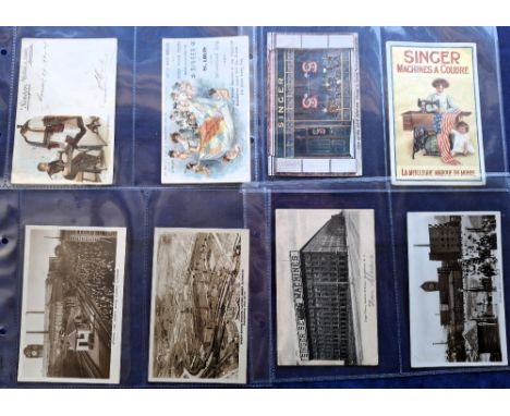 Postcards, Singer Sewing Machines, 27 postcards plus one letter mail card, all Singer related, including 6 colour advertiseme