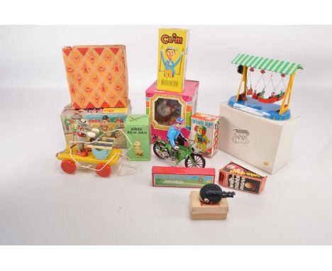 Collection of mainly modern boxed Tin plastic and Wooden Toys (11), TN Japan Old Timer battery operated Car, MS243 clockwork 